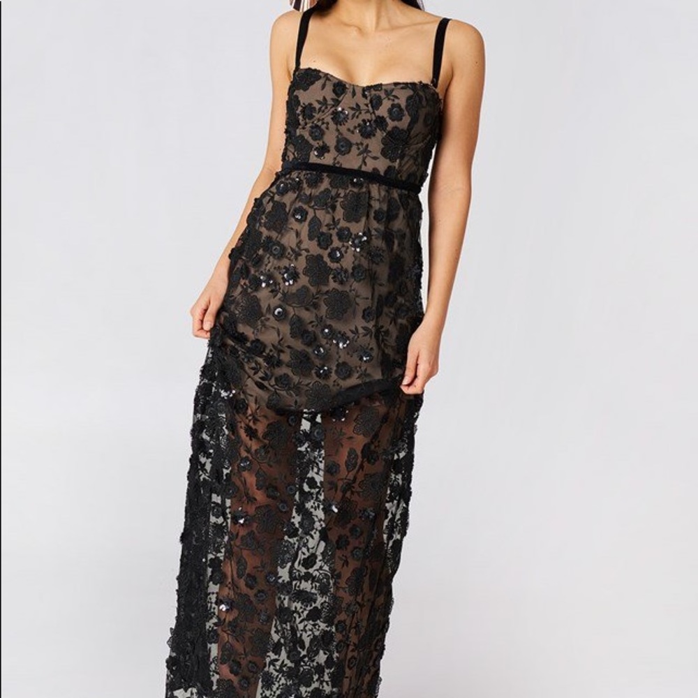 For Love And Lemons Black Sweetheart Maxi Gown